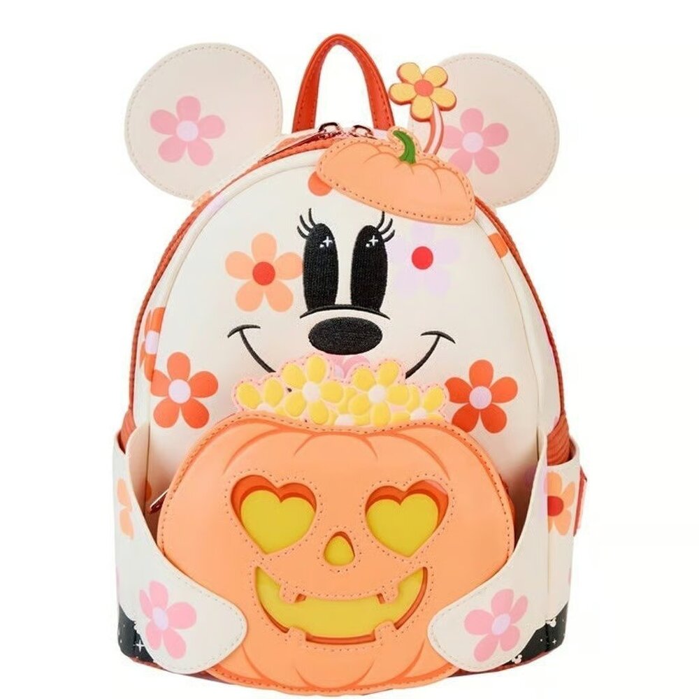 NWT LOUNGEFLY MINNIE MOUSE FLORAL GHOST GLOW IN THE DARK